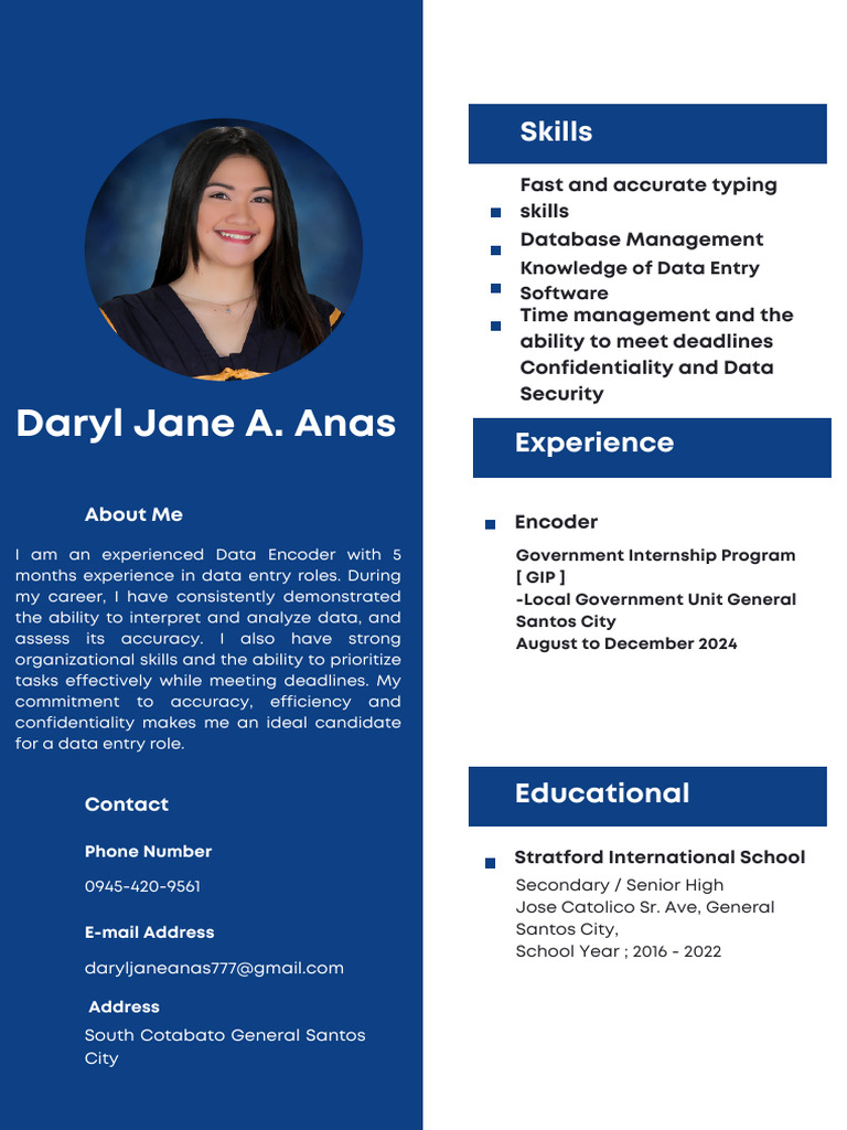Data Encoder Resume: Skills & Experience | PDF