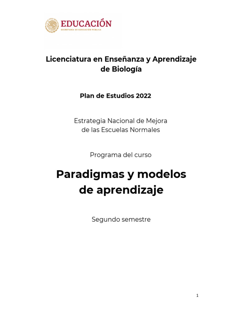 Plan de Estudios Biología 2022: Paradigmas y Modelos | PDF | Plan de ...