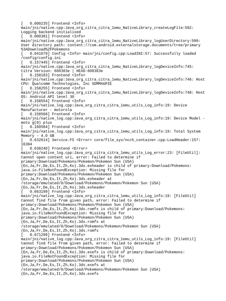 Citra Emulator Log Analysis | PDF | System Software | Software