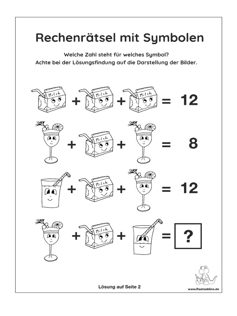 Rechenraetsel Fuer Kinder Leicht | PDF