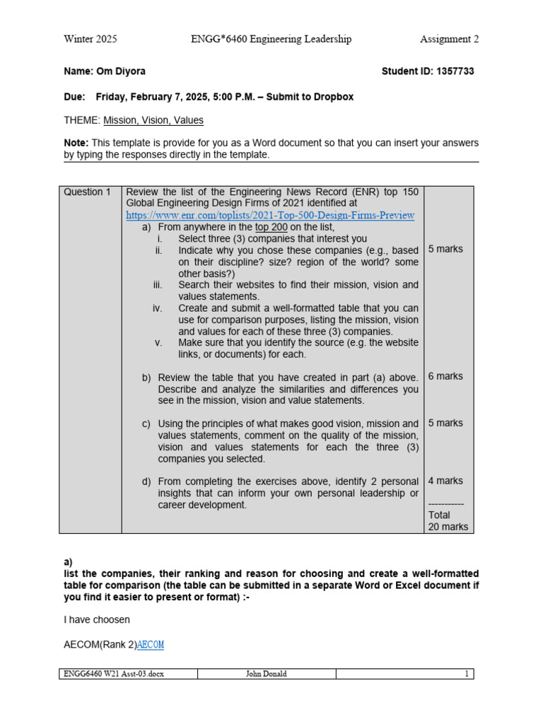 AECOM Mission Statement Analysis | PDF | Sustainability | Goal