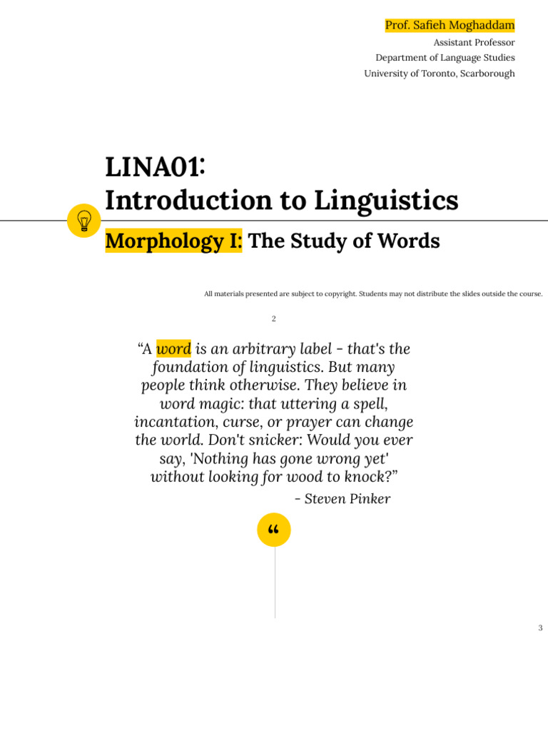 F2023 LINA01 Morphology 1 | PDF | Word | Part Of Speech