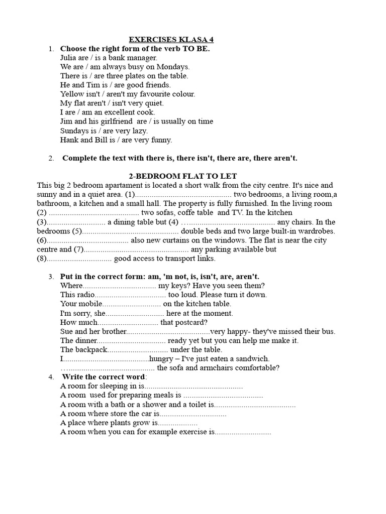Exercises for "There Is/Are" Usage | PDF | Interior Design | Home