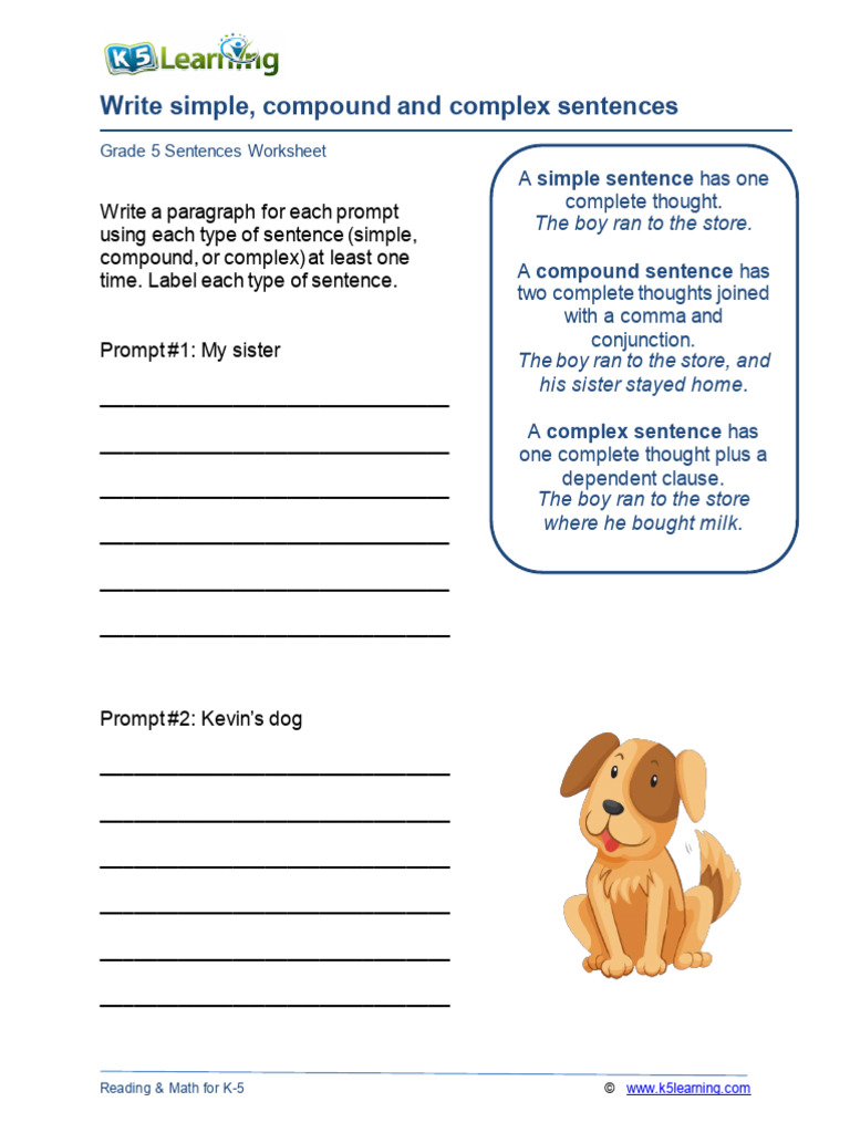 Grade 5 Sentence Structure Worksheet | PDF