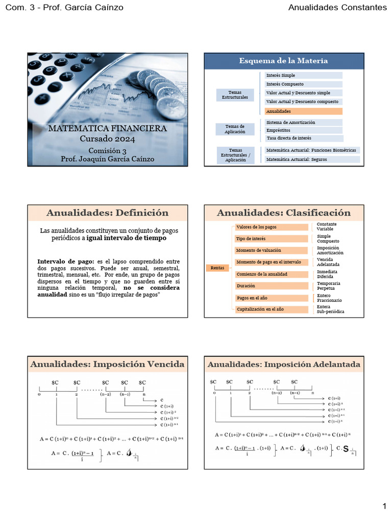 Anualidades Constantes en Matemática Financiera | PDF | Interés | Tasas ...