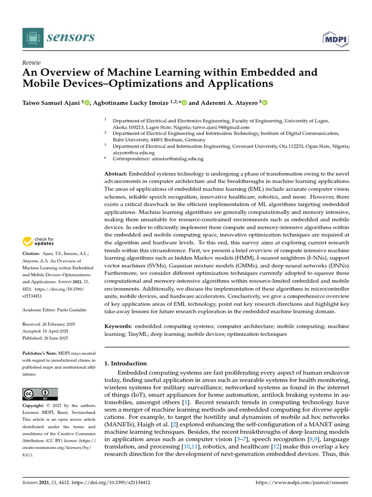 Sensors 21 04412 | PDF | Machine Learning | Support Vector Machine