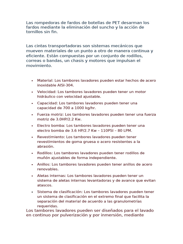 Equipos para Reciclaje de Plástico PET | PDF | El plastico | Residuos
