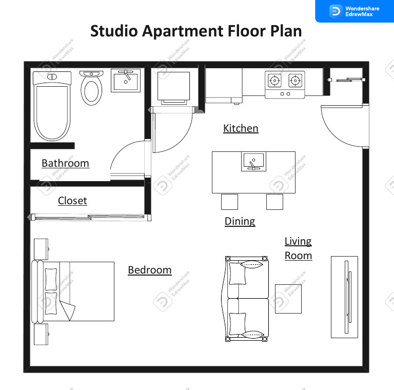 Studio Apartment Floor Plan Overview | PDF
