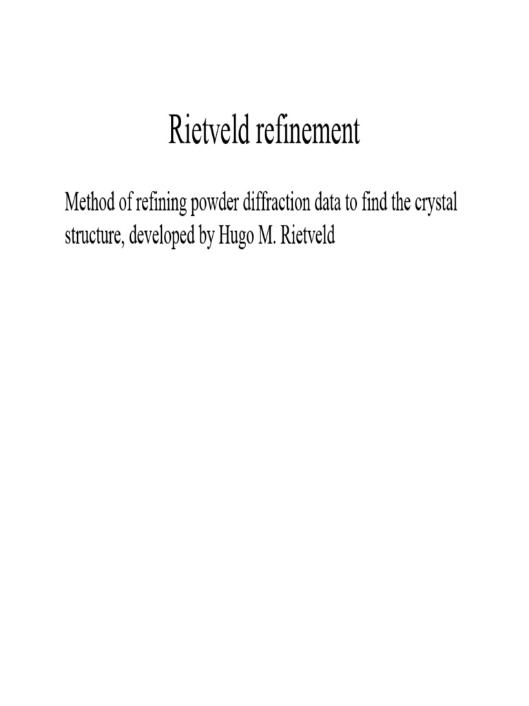 Rietveld Refinement in Powder Diffraction | PDF | X Ray | Scattering