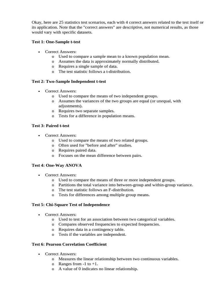 Test 1: One-Sample T-Test: o o o o | PDF | Student's T Test ...
