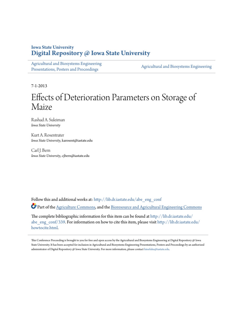 Vipeffects of Deterioration Parameters On Storage of Maize | PDF ...