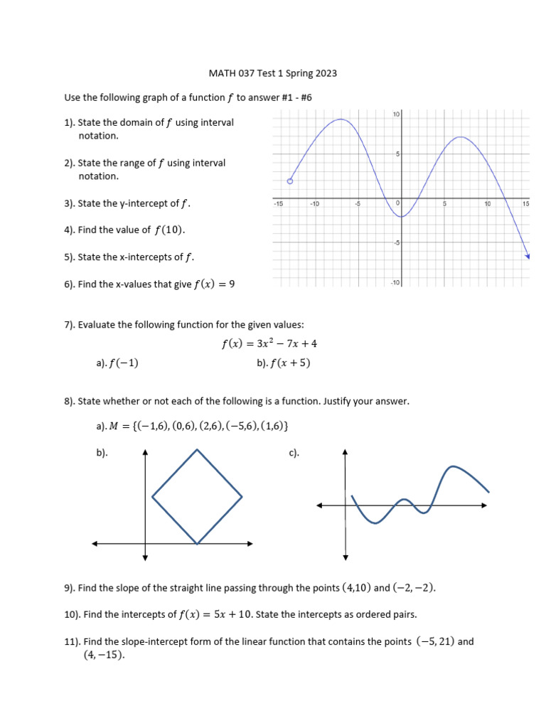 MAT 137 Test 1 | PDF