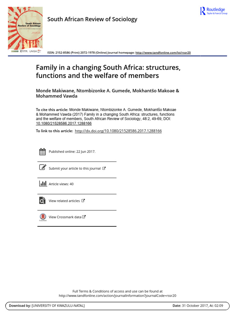 Evolving Family Structures in South Africa | PDF | Family | South Africa