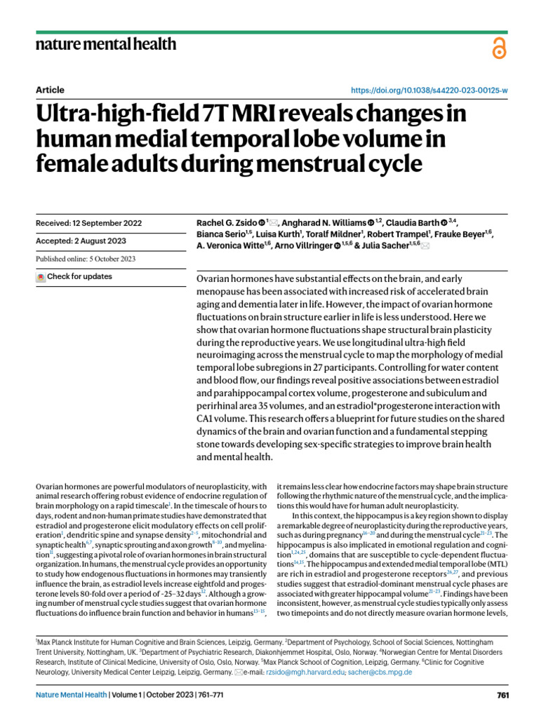 Hormonal Impact on Brain Structure in Women | PDF | Hippocampus ...