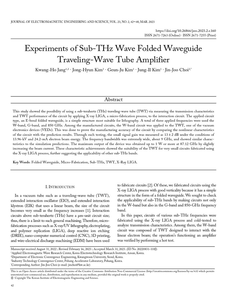 Experiments of Sub-THz Wave Folded Waveguide Trave | PDF | Amplifier ...