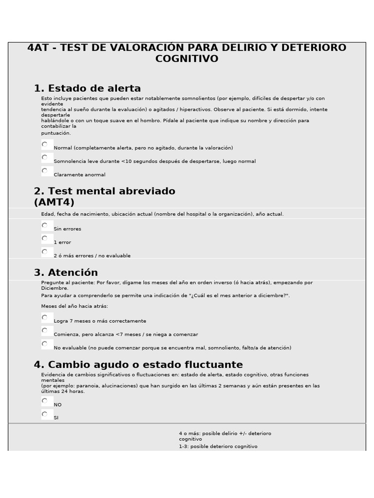 Escala 4AT | PDF | Enfermedades y trastornos humanos | Enfermedades y ...