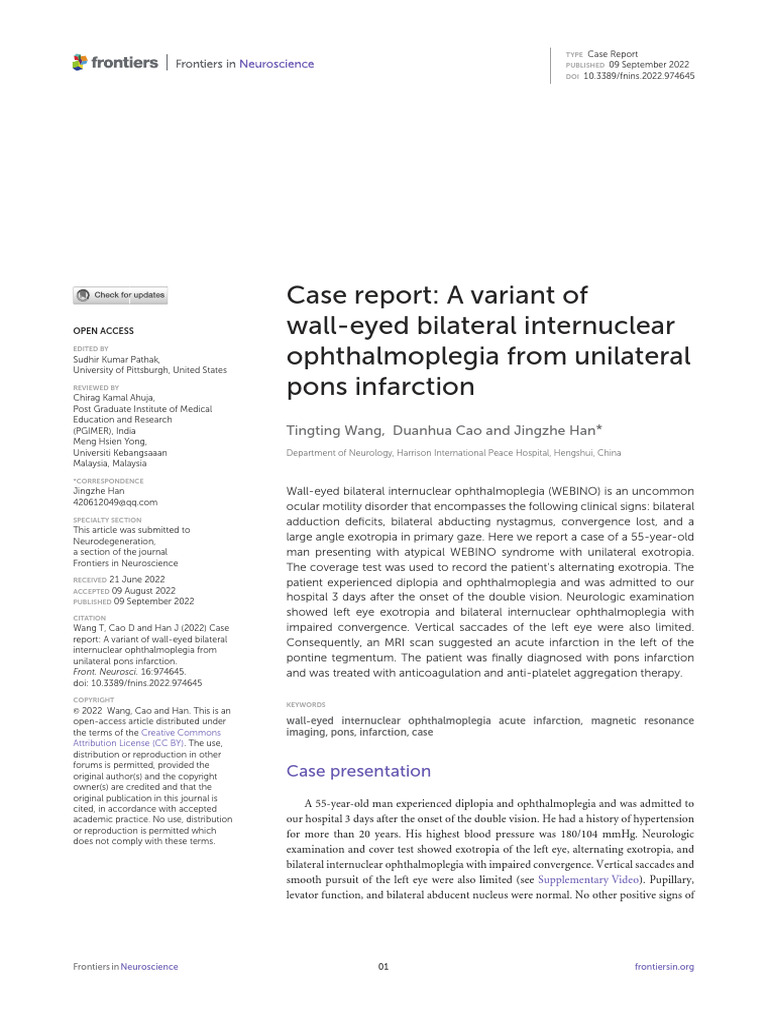 Case Reporta Variant of Wall-Eyed Bilateral Internuclear ...