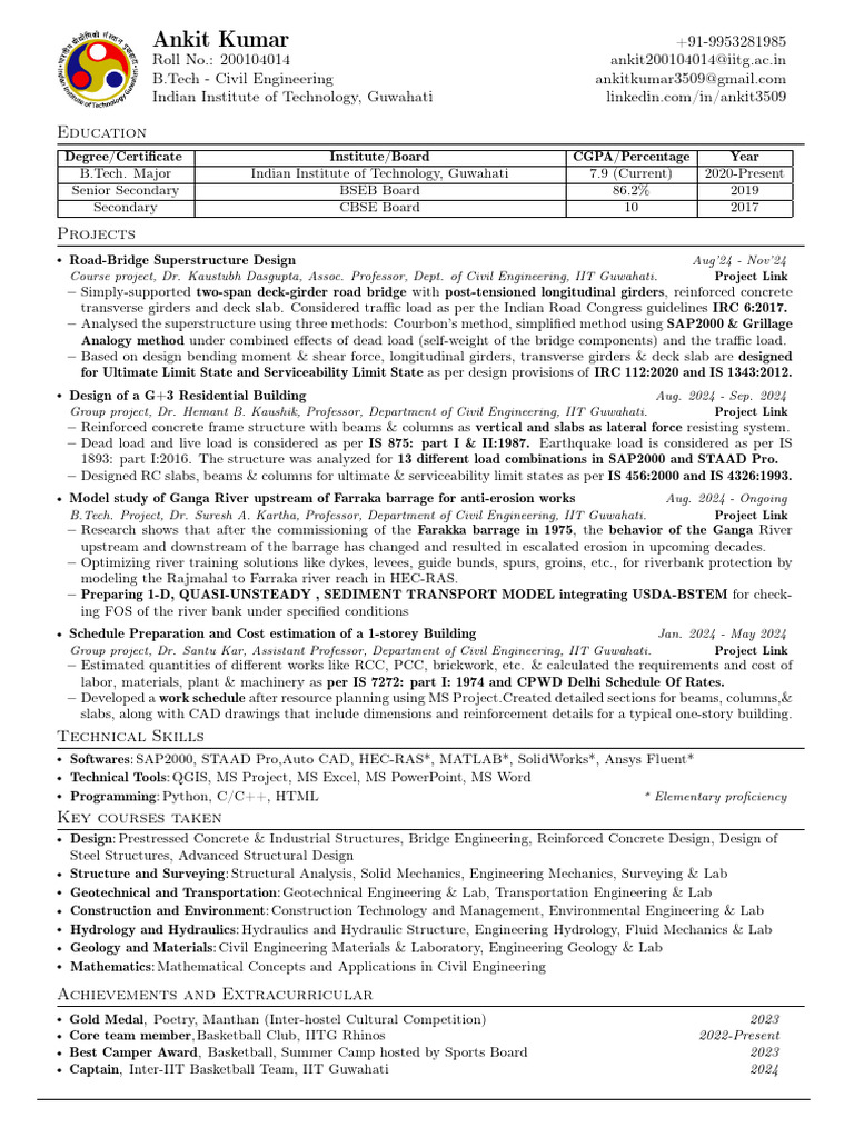 Ankit Kumar - Tech | PDF | Engineering | Civil Engineering