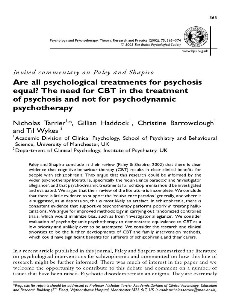 Are All Psychological Treatments For Psy | PDF | Cognitive Behavioral ...