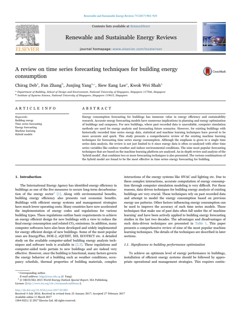 A Review On Time Series Forecasting Techniques For Building Energy ...