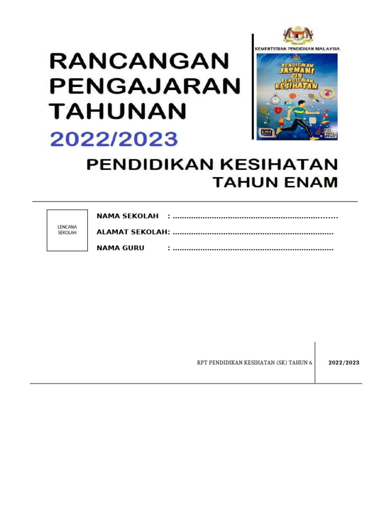 RPT Pendidikan Kesihatan Tahun 6 2023 | PDF