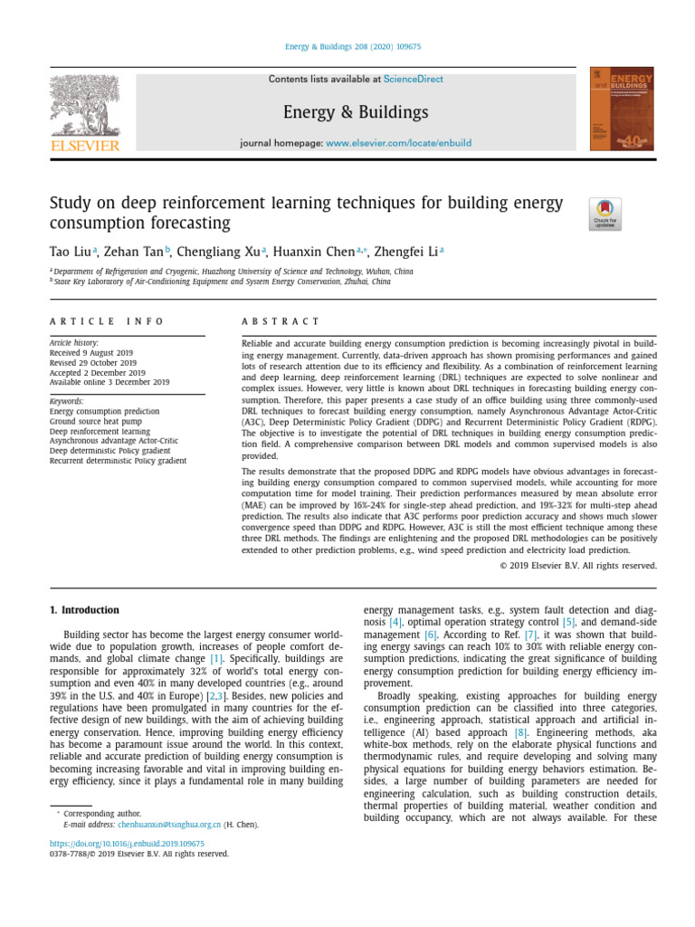 Study On Deep Reinforcement Learning Techniques For Building Energy ...
