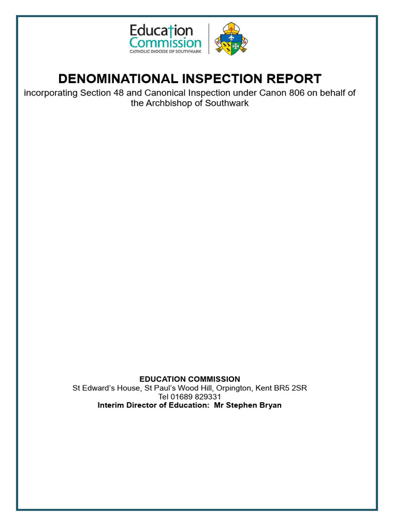 Outstanding Catholic School Inspection Report | PDF | Teachers | Liturgy