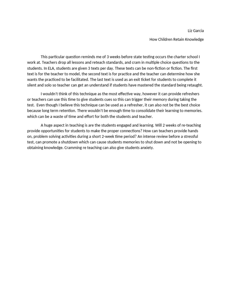 How students retain knowledge pdf