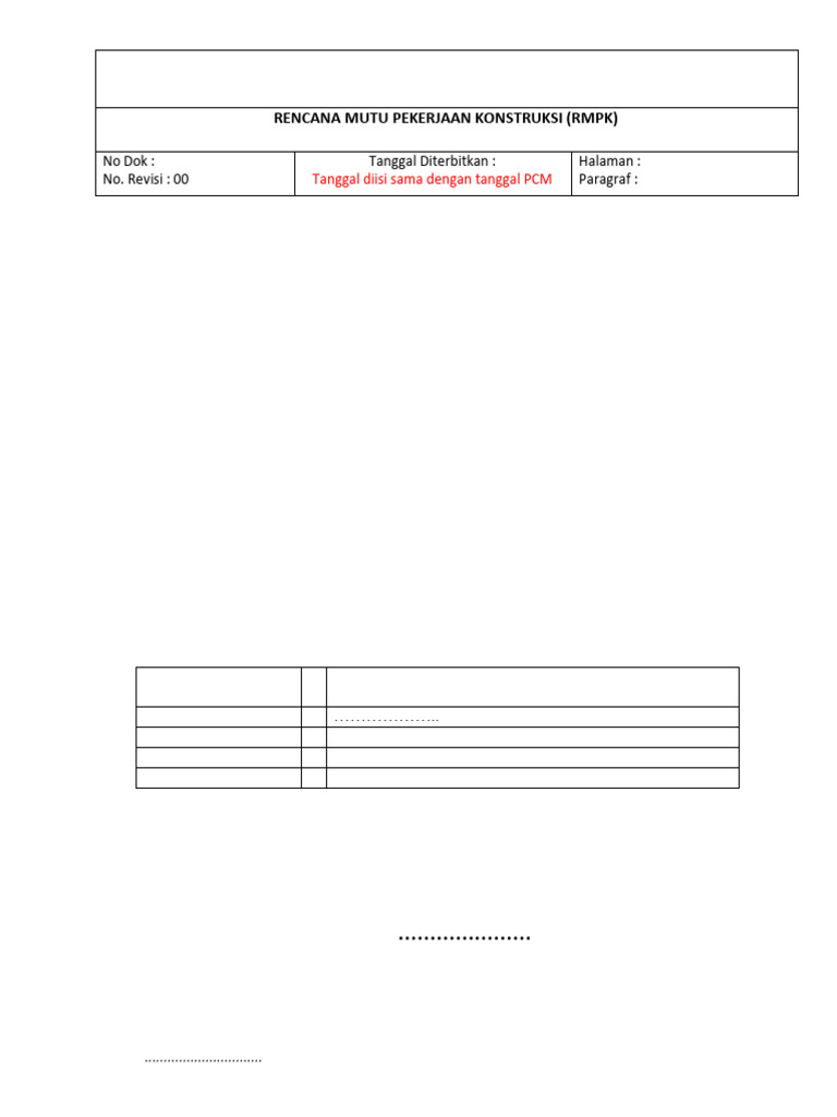 Rencana Mutu Pekerjaan Konstruksi RMPK | PDF