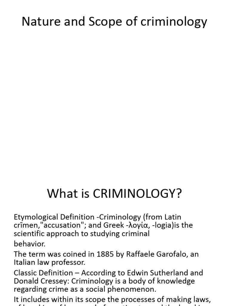 Understanding Criminology: Scope & Nature | PDF | Crimes | Crime & Violence