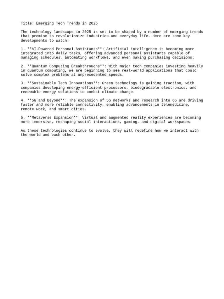 Tech Trends Shaping 2025 | PDF