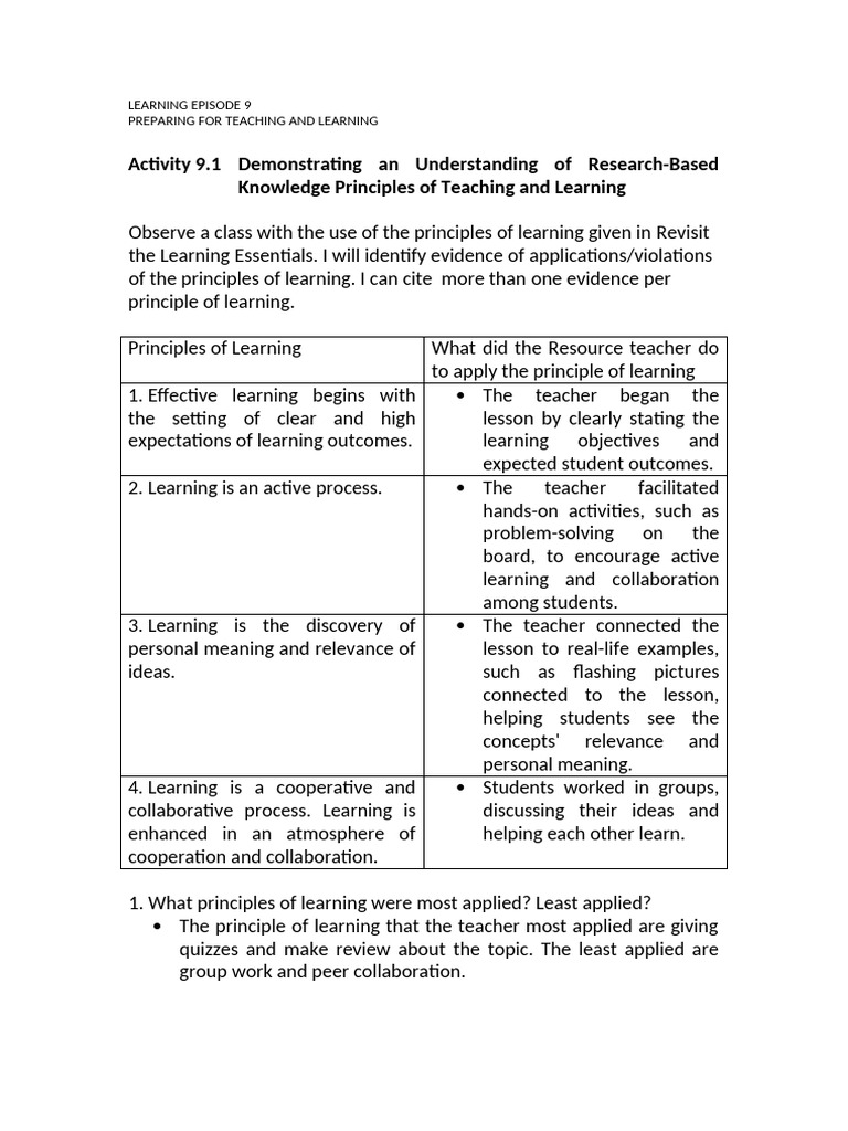 Understanding Teaching Principles in Practice | PDF | Learning | Teachers