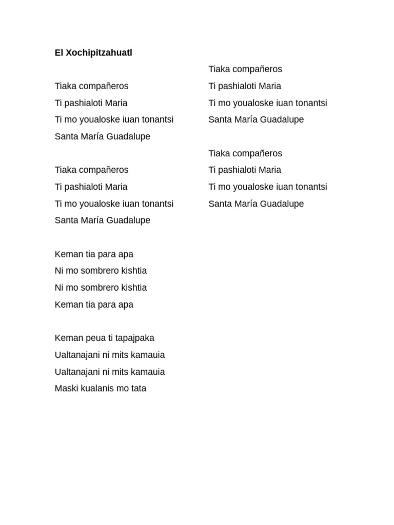 El Xochipitzahuatl | PDF