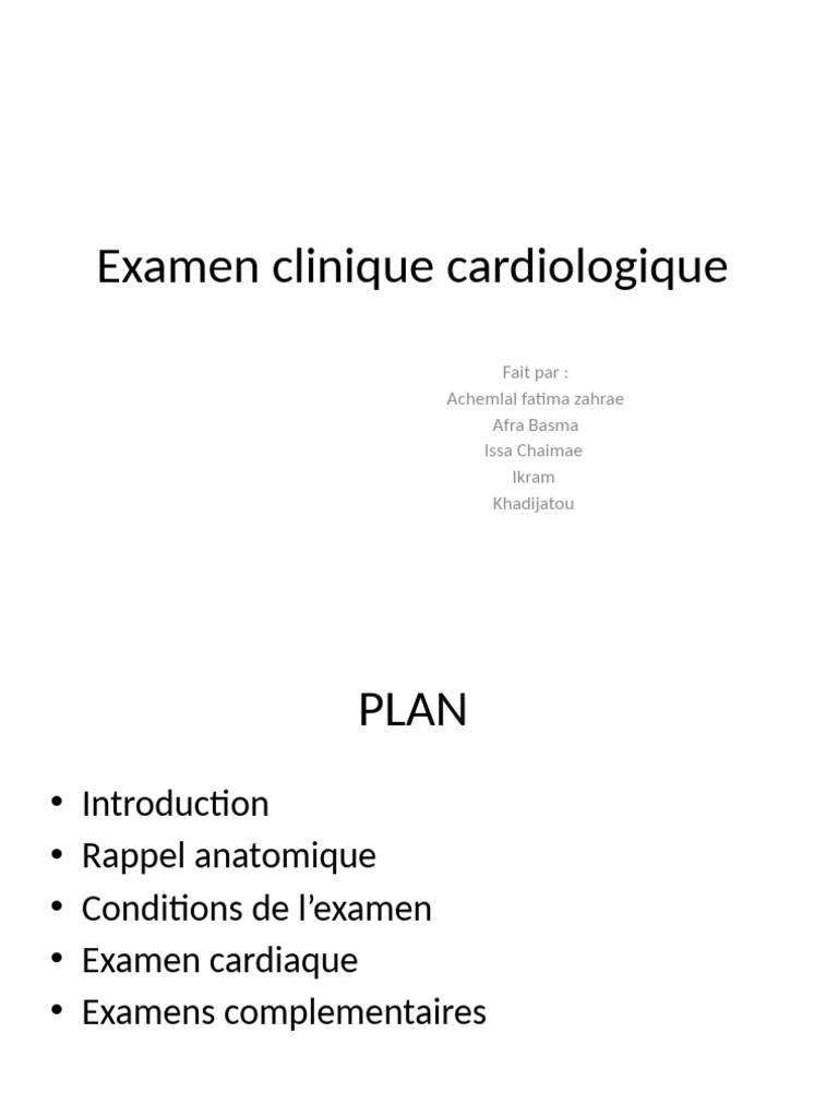 Examen Clinique Cardiaque Complet | PDF | Valve cardiaque ...