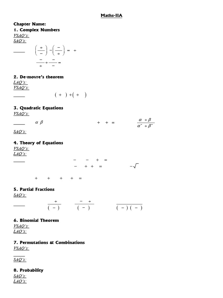 Maths-IIA: Complex Numbers & Equations | PDF