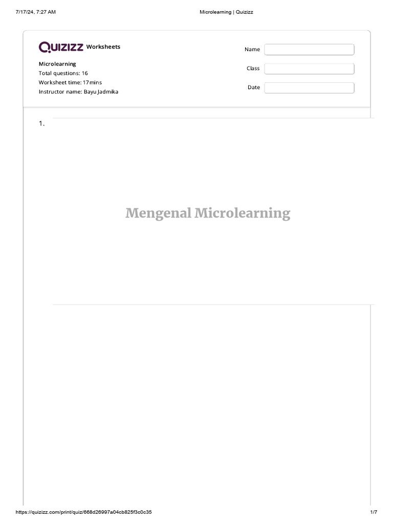 Microlearning - Quizizz | PDF