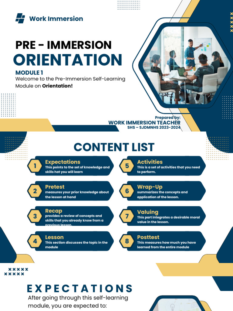 1.-Orientation-Work-Immersion | PDF | Curriculum | Learning