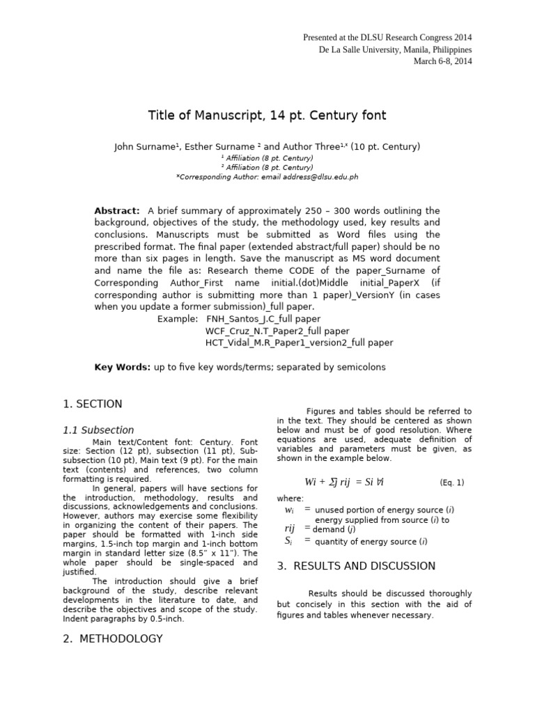 DLSU Research Congress 2014 Guidelines | PDF
