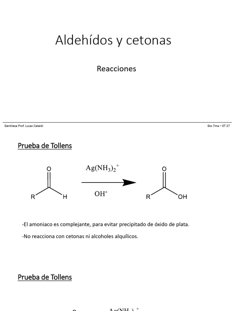 Aldehídos y Cetonas - Reacciones | PDF | Cetona | Aldehído