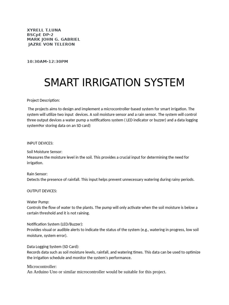 pROJECT PROPOSAL | PDF | Water Conservation | Sensor