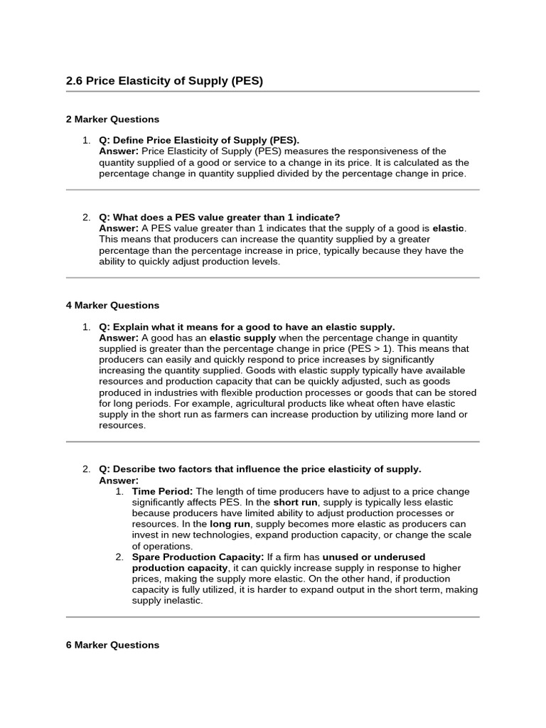Understanding Price Elasticity of Supply | PDF | Supply (Economics ...