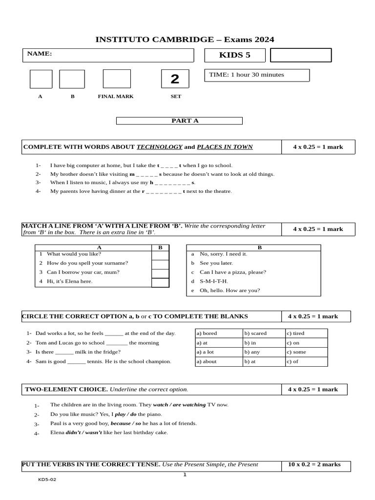 Cambridge Exams 2024: Practice Exercises | PDF