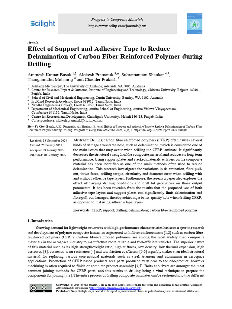 Effect of Support and Adhesive Tape To Reduce Delamination of Carbon ...