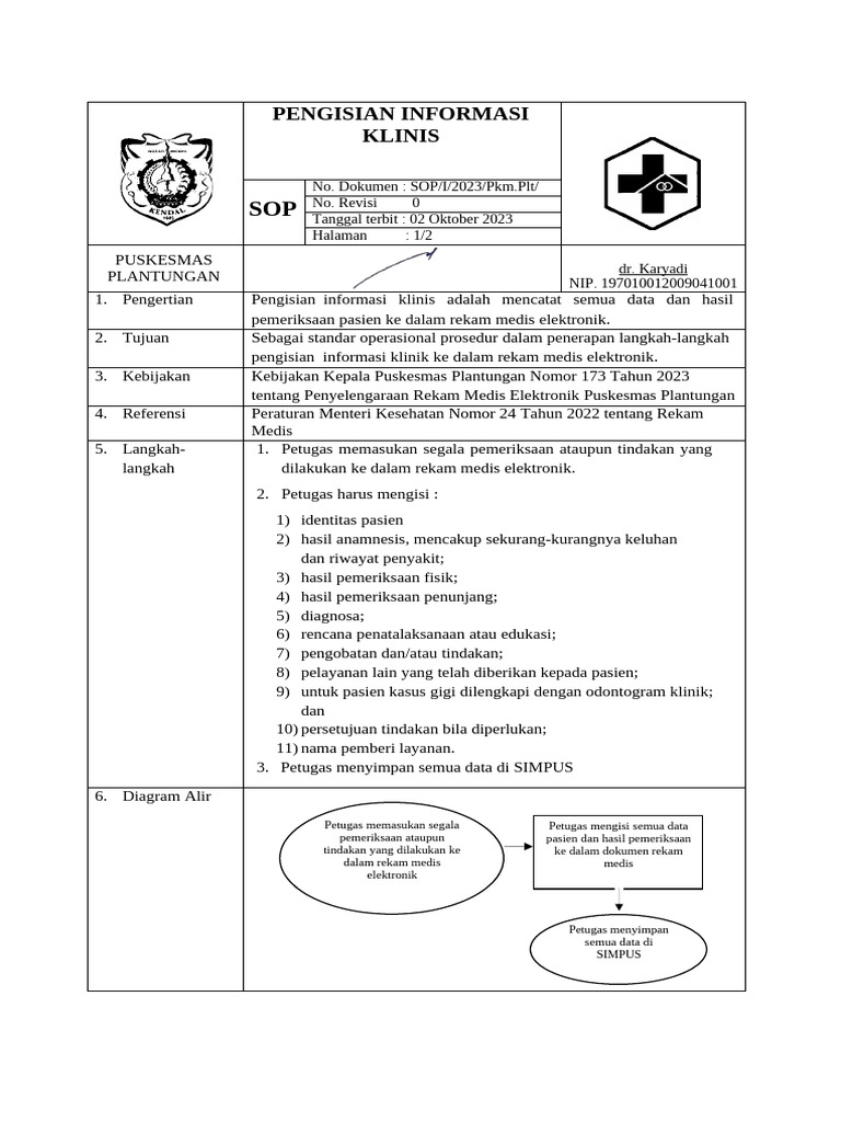 SOP Pengisian Rekam Medis Elektronik | PDF