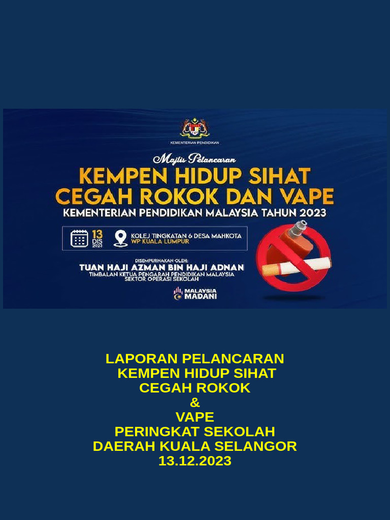 SJKT LDG COALFIELDS LAPORAN KEMPEN ROKOK DAN VAPE | PDF