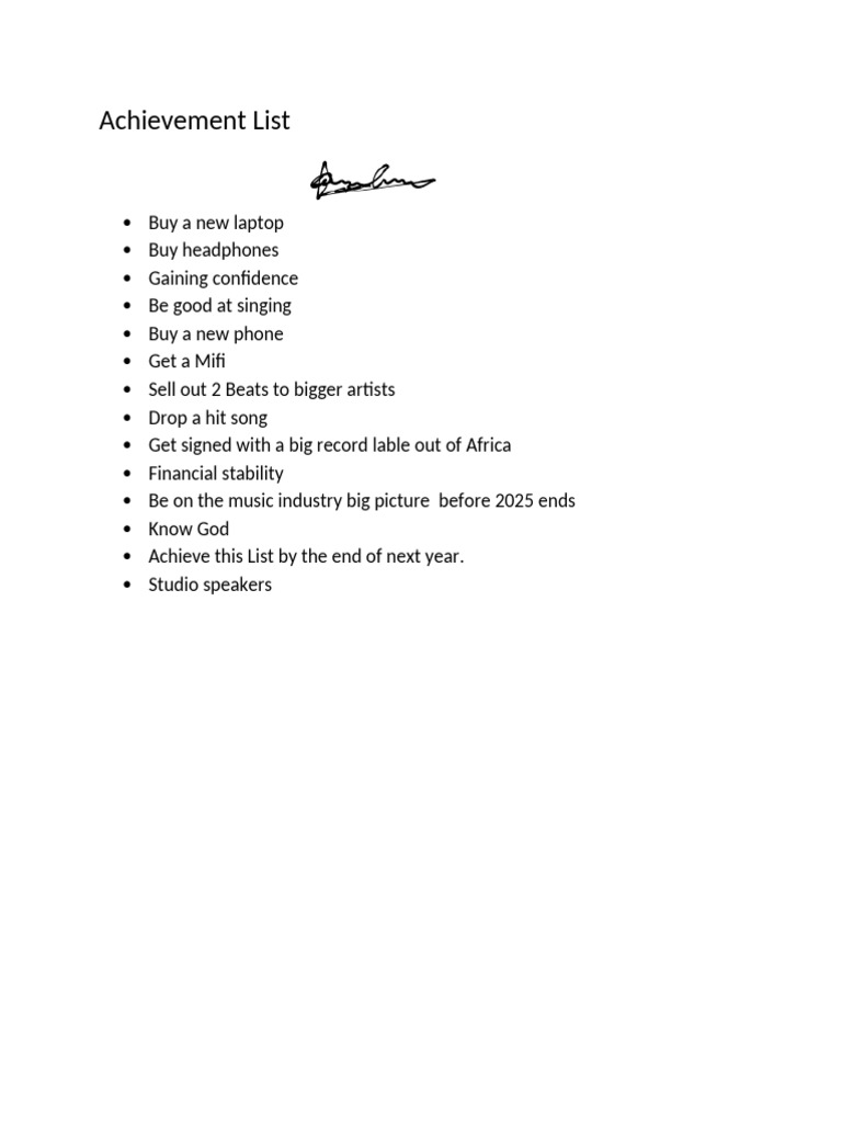 Achievement List | PDF