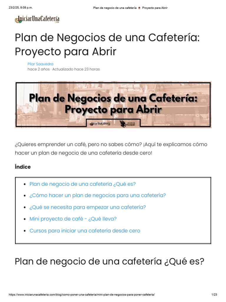 Plan de Negocio para Cafetería | PDF | Plan de negocios | Marketing