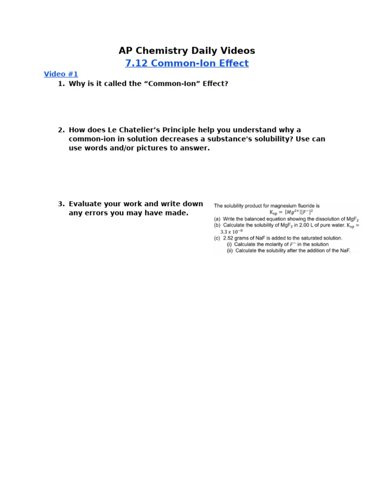 Copy+of+7.12+Common-Ion+Effect | PDF