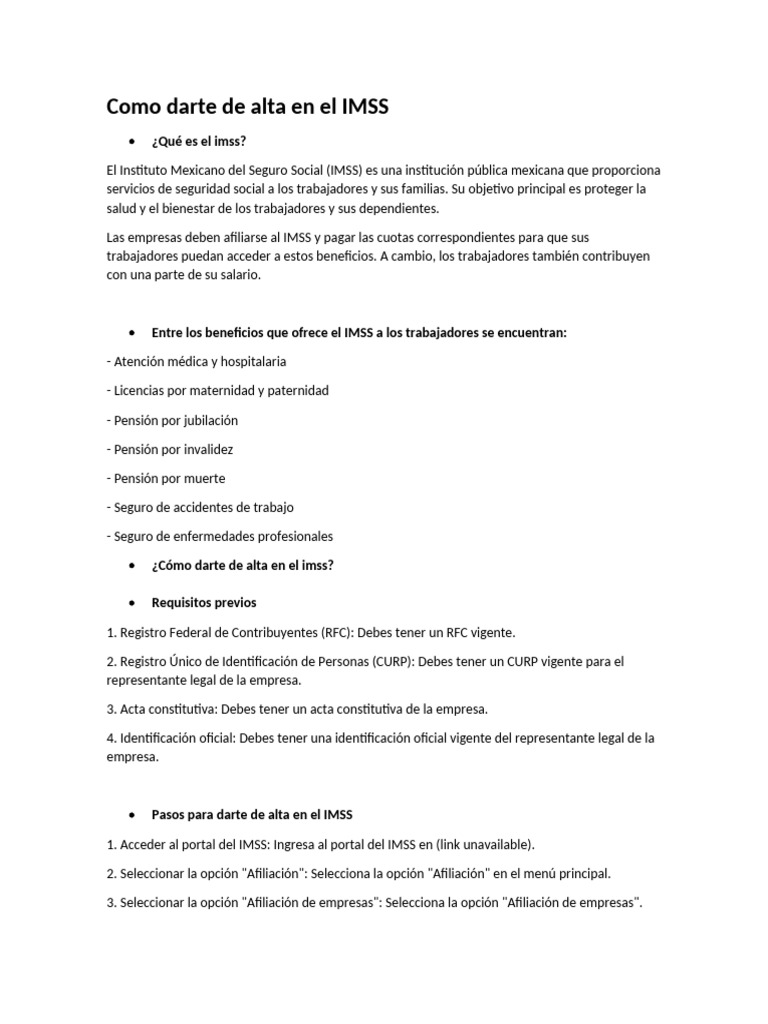 Cómo darse de alta en el IMSS | PDF | Personal | Pensión