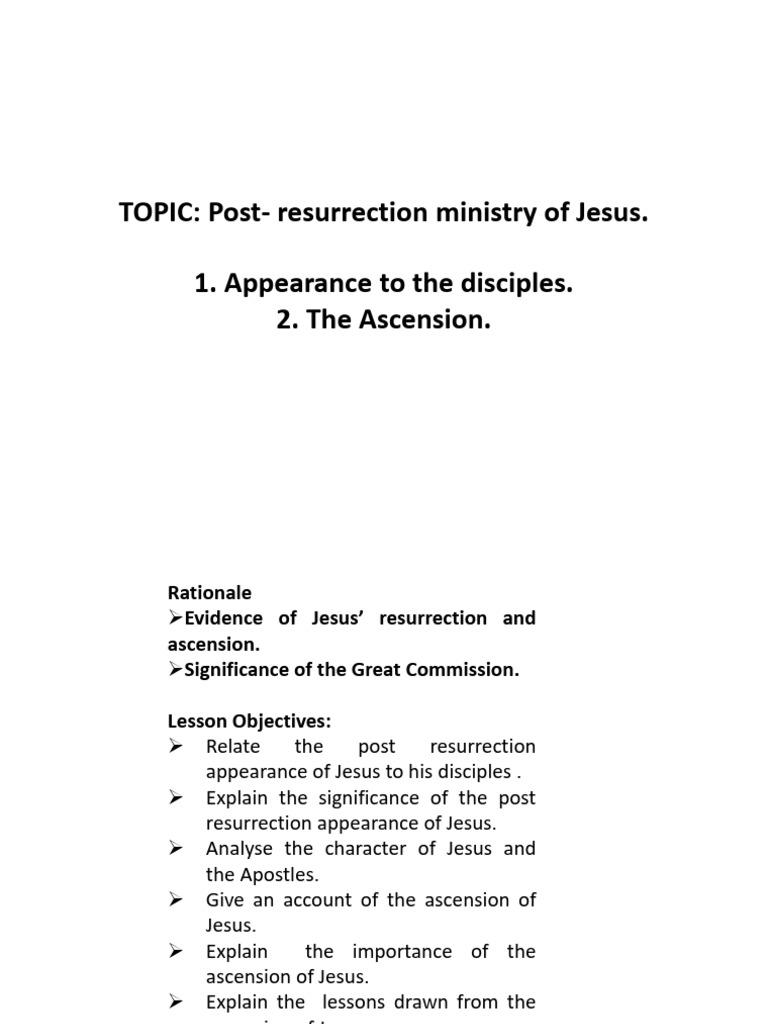 Acts1.. Post Resurrection Ministry | PDF | Jesus | Acts Of The Apostles